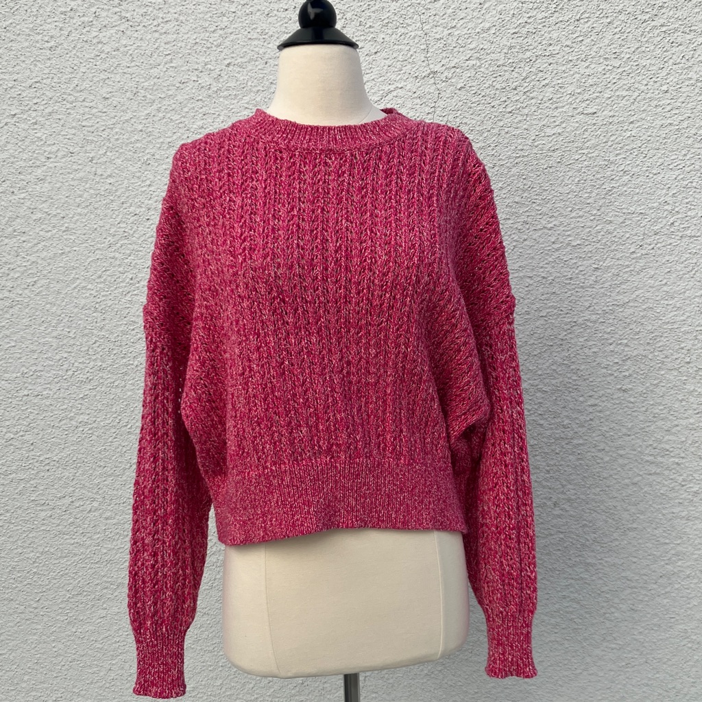 Rag & Bone Open Stitch Cotton Sweater Pink Small